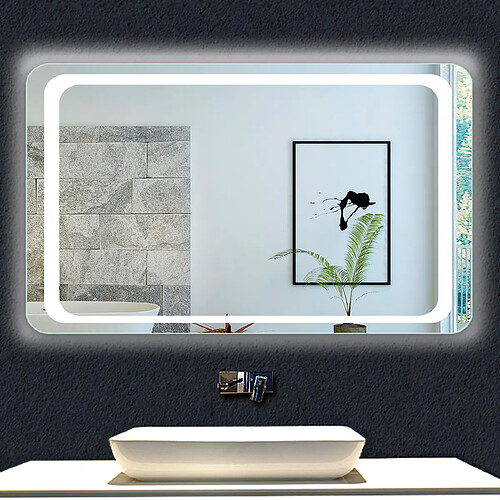 Miroir de salle de bain avec lumières Led 90x65cm (LxH)