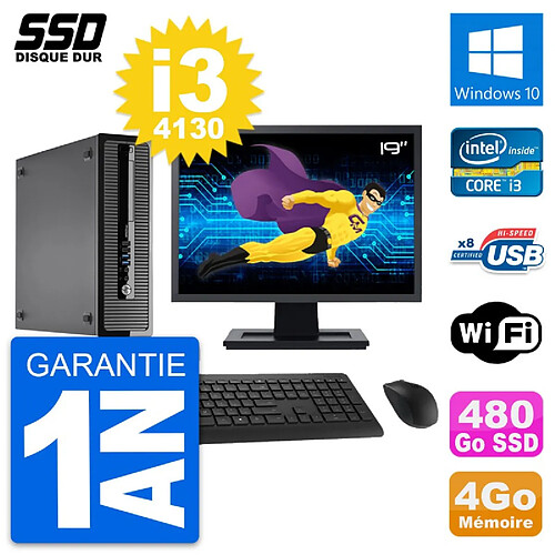 PC HP ProDesk 400 G1 SFF Ecran 19" i3-4130 RAM 4Go SSD 240Go Windows 10 Wifi · Occasion