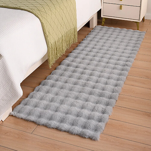 LUUCOZK Tapis Moelleux en Fausse Fourrure Tapis Shaggy pour Chambre à Coucher Salon-Gris Clair-50x80 cm