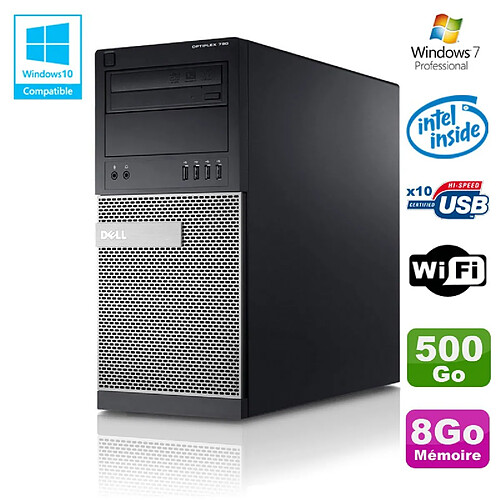 PC Tour Dell Optiplex 790 Intel G630 2,7Ghz 8Go Disque 500Go DVD WIFI Win 7 · Occasion