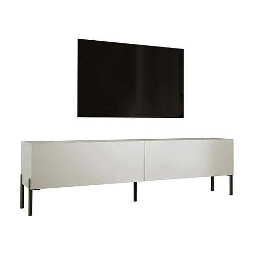 3XELIVING Meuble TV en couleur Cachemire avec pieds droits en noir, D: l : 170 cm, H : 52 cm, P : 32 cm