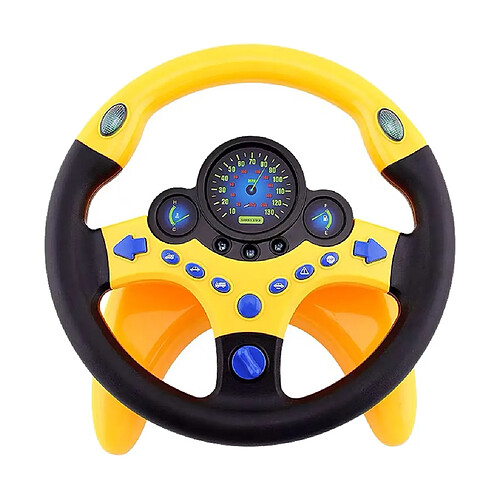 Volant co-pilote de simulation avec base pour jouet de voiture pour enfants, jaune