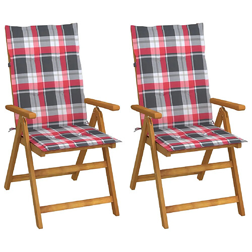 vidaXL Chaises inclinables de jardin lot de 2 et coussins Bois acacia