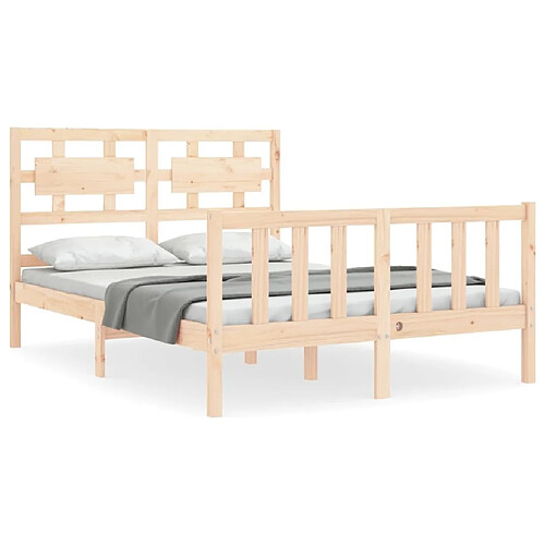 Maison Chic Cadre/structure de lit avec tête de lit pour adulte - Lit Moderne Chambre 140x200 cm bois massif -MN51735