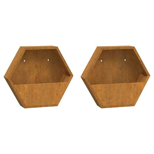 Maison Chic Jardinière,Bac à fleurs - pot de fleurs murales 2 pcs Rouillé Acier corten 46x10x40 cm -GKD23776