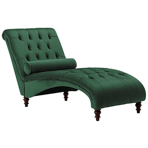 Beliani Chaise longue en velours vert foncé MURET