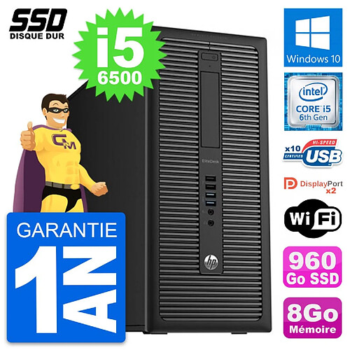 PC Tour HP EliteDesk 800 G2 Intel i5-6500 RAM 8Go SSD 960Go Windows 10 Wifi · Occasion