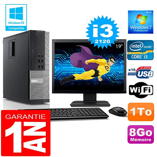 PC DELL 990 SFF Core I3-2120 Ram 8Go Disque 1 To Wifi W7 Ecran 19" · Occasion