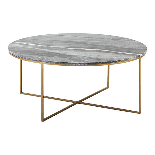 Table Basse Thai Natura Gris Doré 90 x 39 x 90 cm