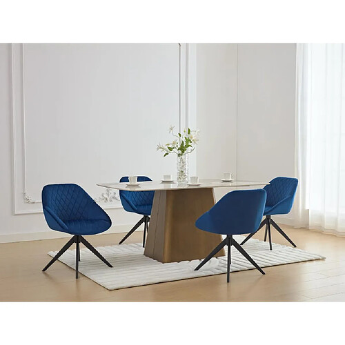 Vente-Unique Chaise pivotante en velours et métal noir - Bleu roi - PRICILE