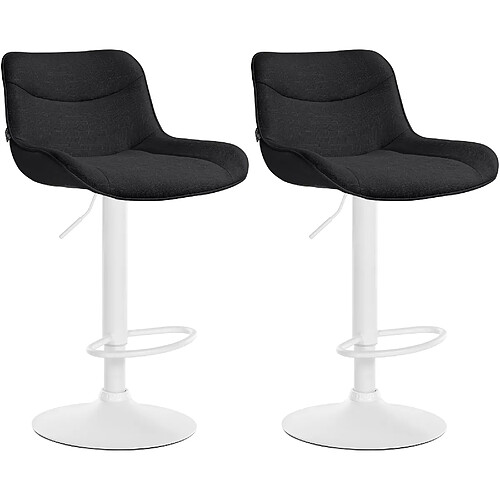 Non Lot de 2 tabourets de bar Vonore tissu blanc