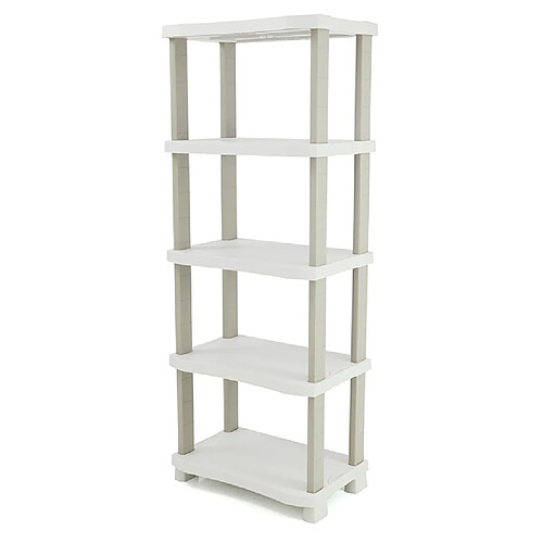 Pegane Etagère de rangement 5 niveaux intérieur/extérieur coloris beige - Longueur 70 x Profondeur 45 x Hauteur 184 cm