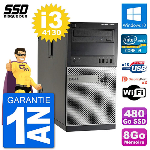 PC Tour Dell 7020 Intel Core i3-4130 RAM 8Go SSD 480Go Windows 10 Wifi · Occasion