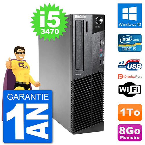 PC Lenovo M92p SFF Intel i5-3470 RAM 8Go Disque Dur 1To Windows 10 Wifi · Occasion