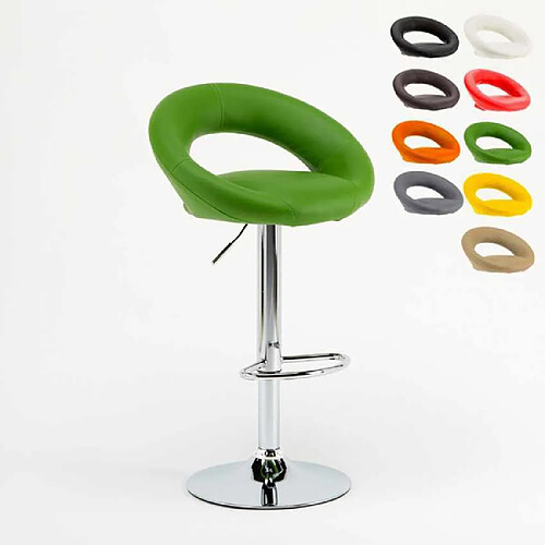 Superstool Tabouret haut bar cuisine fixe pivotant réglable en hauteur avec repose-pieds Chicago, Couleur: Vert