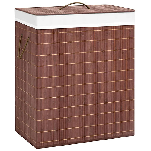 vidaXL Panier à linge avec 2 sections bambou marron 100 L