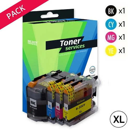 Compatible Brother LC22U Pack de 4 Cartouches d'encre marque Toner Services noire et couleurs