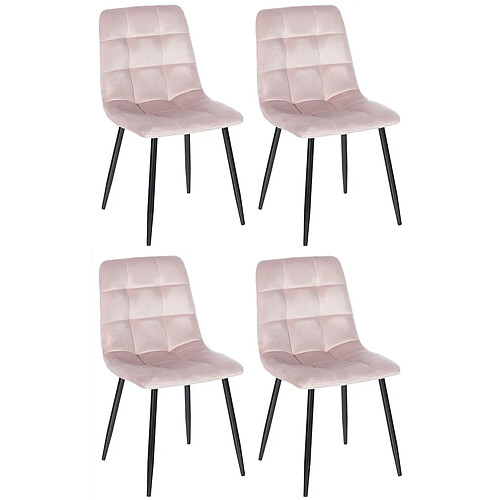 Decoshop26 Lot de 4 chaises de salle à manger style moderne et confortable en tissu velours rose et métal noir 10_0001792