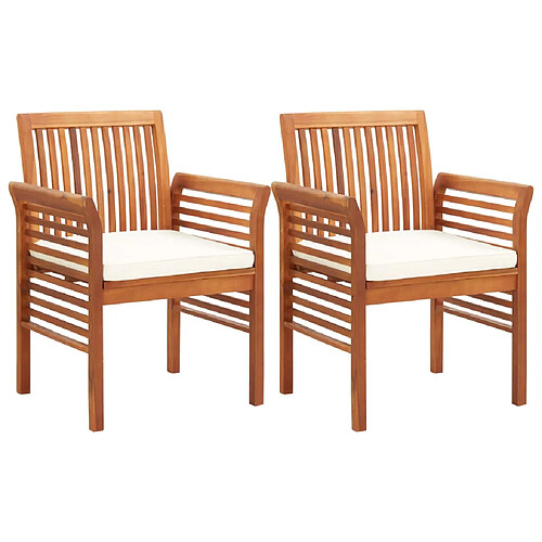 vidaXL Chaises à manger de jardin et coussins lot de 2 acacia massif