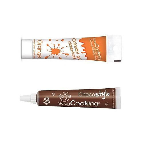 Scrapcooking Stylo chocolat + Gel colorant alimentaire orange