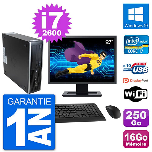 PC HP 8300 SFF Ecran 27" Intel i7-2600 RAM 16Go Disque 250Go Windows 10 Wifi · Occasion