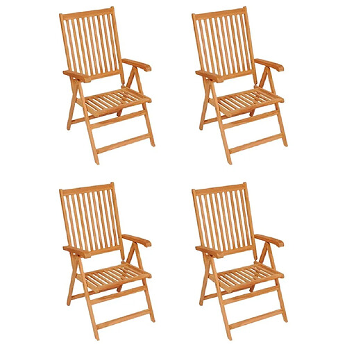 Maison Chic Lot de 4 Chaises de jardin,Fauteuil d'extérieur avec coussins bleu Bois de teck -MN81039