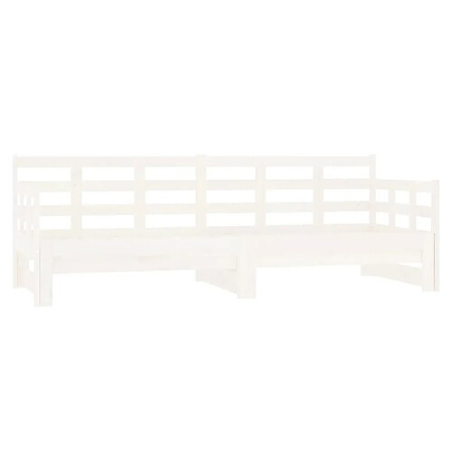 Maison Chic Lit d'appoint Blanc Bois de pin solide 2x(90x190)cm,Lit coulissant Lit de repos -GKD22745