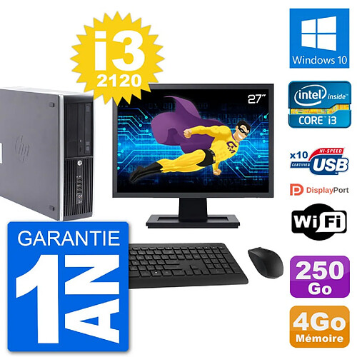 PC HP Compaq Pro 6300 SFF Ecran 27" i3-2120 RAM 4Go Disque 250Go Windows 10 Wifi · Occasion