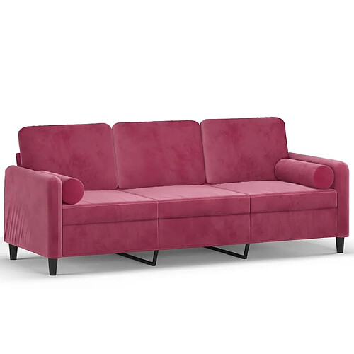 Maison Chic Canapé 3 places avec oreillers,Sofa de Salon,Canapé droit bordeaux 180 cm velours -GKD880117