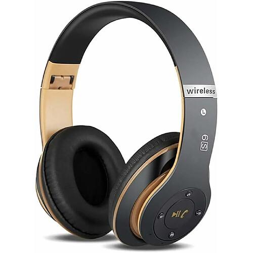 Vendos85 Casque Bluetooth sans Fil, stéréo Pliables Hi-FI Écouteurs avec Microphone intégré Micro SD/TF FM or noir