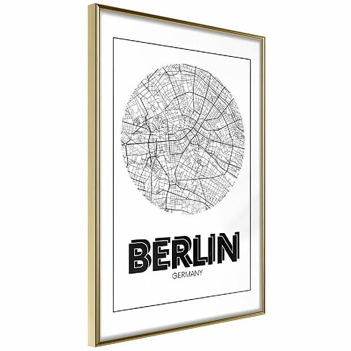 Paris Prix Affiche Murale Encadrée City Map Berlin Round 20 x 30 cm Or