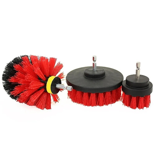 Wewoo Kit de 3 brosses nettoyage cuisine salle bains pour perceuse électrique (rouge)