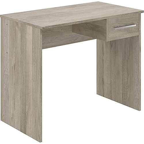 Pegane Bureau en mélamine coloris chêne - Longueur 90 x profondeur 50 x Hauteur 75 cm