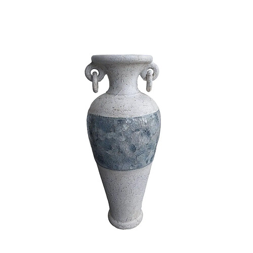 Vase de sol Romimex Blanc Gris Terre cuite 32 x 80 x 32 cm Avec des poignées