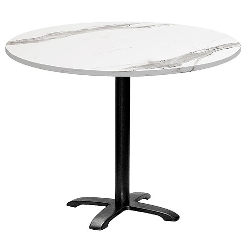 Restootab Table ronde Ø110cm - modèle Bazila marbre blanc