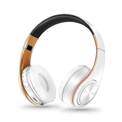 Universal Casque Bluetooth pliant Bluetooth sans fil (or blanc)