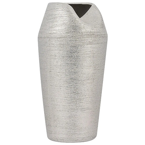 Beliani Vase décoratif APAMEA Céramique 33 cm Argenté