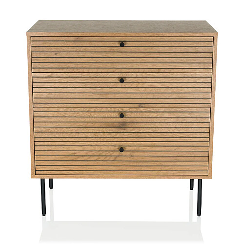 Commode LINNO K 80&nbsp;x&nbsp;40&nbsp;x&nbsp;85&nbsp;cm 4&nbsp;tiroirs chêne hjh LIVING