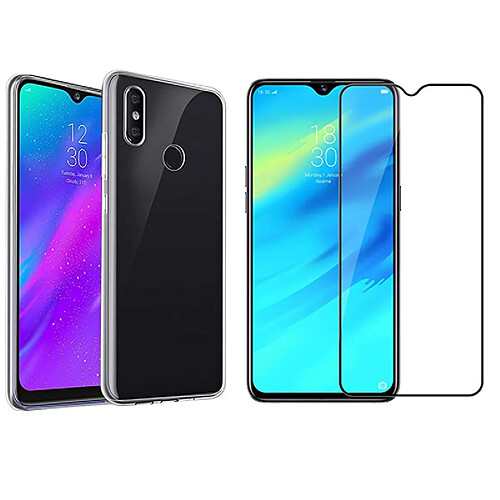 Xeptio Realme 3 PRO verre trempé protection écran vitre Full cover noir ET coque transparente