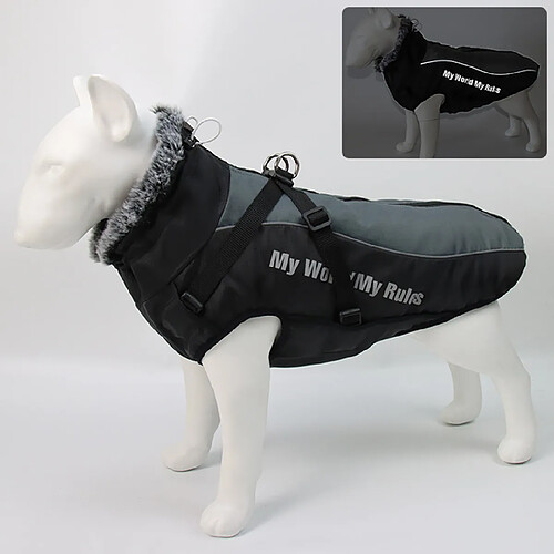 Universal Veste col fourrure hiver vêtements pour chiens animaux de compagnie imperméable gros manteau pour chiens avec harnais amovible bulldog assorti & 124 ; vestes enduites pour chiens