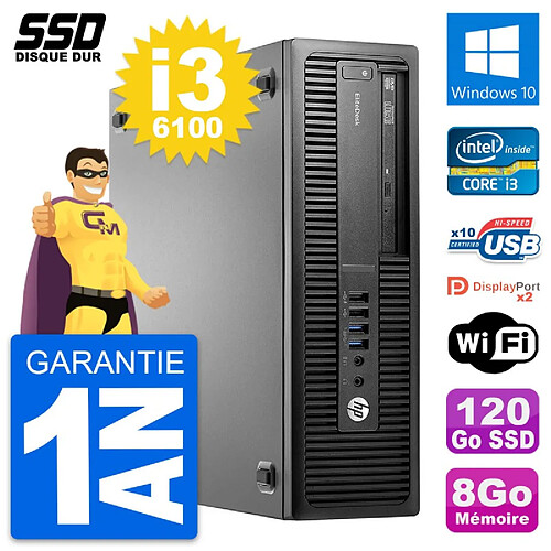 PC HP EliteDesk 800 G2 SFF Intel Core i3-6100 RAM 8Go SSD 120Go Windows 10 Wifi · Occasion