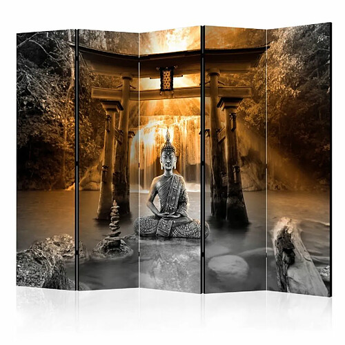 Paris Prix Paravent 5 Volets Buddha Smile Orange 172x225cm