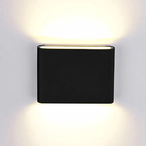 Stoex 6W Applique Murale Intérieur Extérieur Lampe Murale Aluminium Eclairage Up and Down Conception Moderne Blanc Chaud pour Chambre Maison Couloir Salon Escalier (Noir)