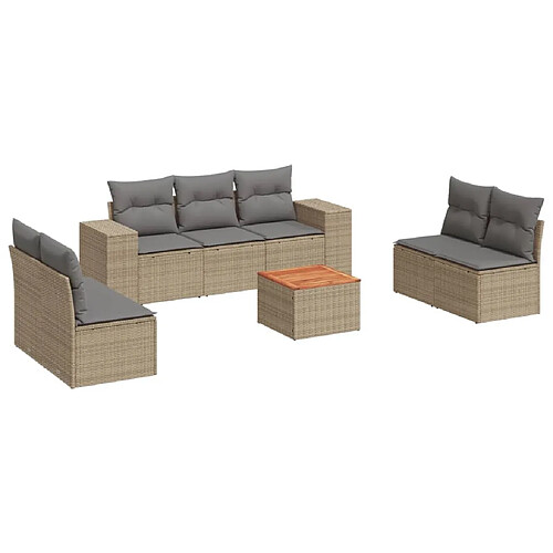 Maison Chic Salon de jardin avec coussins 8 pcs | Ensemble de Table et chaises | Mobilier d'Extérieur beige résine tressée -GKD14861