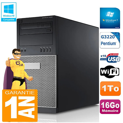 PC Tour DELL 9020 Intel G3220 Ram 16Go Disque 1 To Graveur DVD Wifi W7 · Occasion