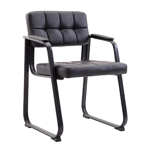 Decoshop26 Chaise visiteur fauteuil de bureau sans roulette synthétique noir BUR10230