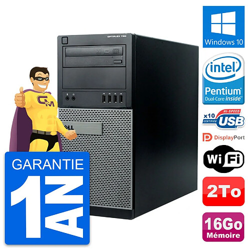 PC Tour Dell OptiPlex 790 MT Intel G630 RAM 16Go Disque Dur 2To Windows 10 Wifi · Occasion