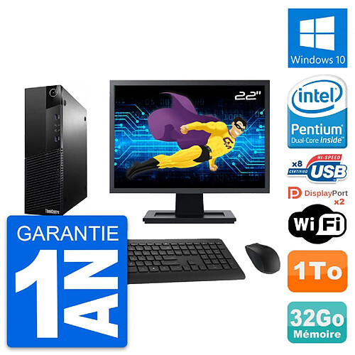 PC Lenovo M83 SFF Ecran 22" Intel G3220 RAM 32Go Disque Dur 1To Windows 10 Wifi · Occasion