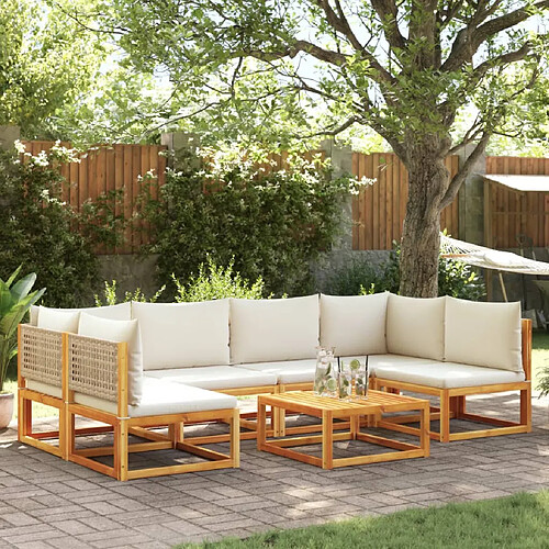 vidaXL Salon de jardin avec coussins 7 pcs bois massif d'acacia