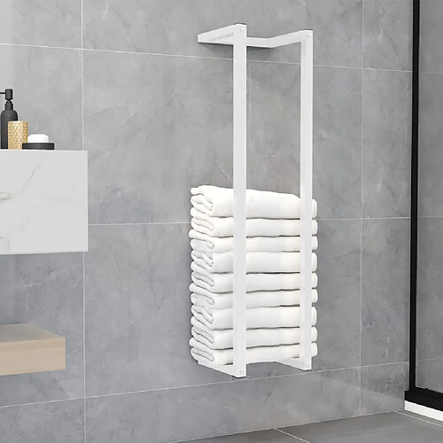 Maison Chic Porte-serviette mural,Étagère pour serviettes,Barre porte-serviett pour salle de bain Blanc 25x20x95 cm Acier -GKD88845